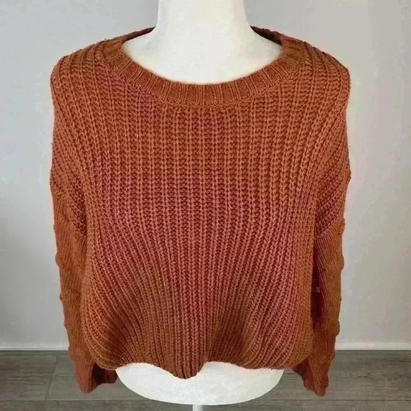 Moon & Madison Orange Knit Pullover Sweater Size M - Picture 2 of 8